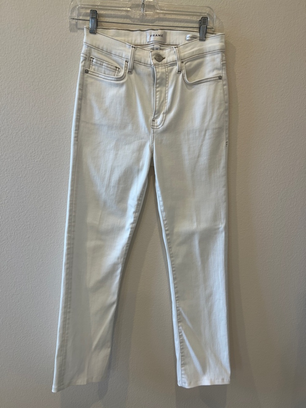 FRAME White High-Rise Straight Jeans